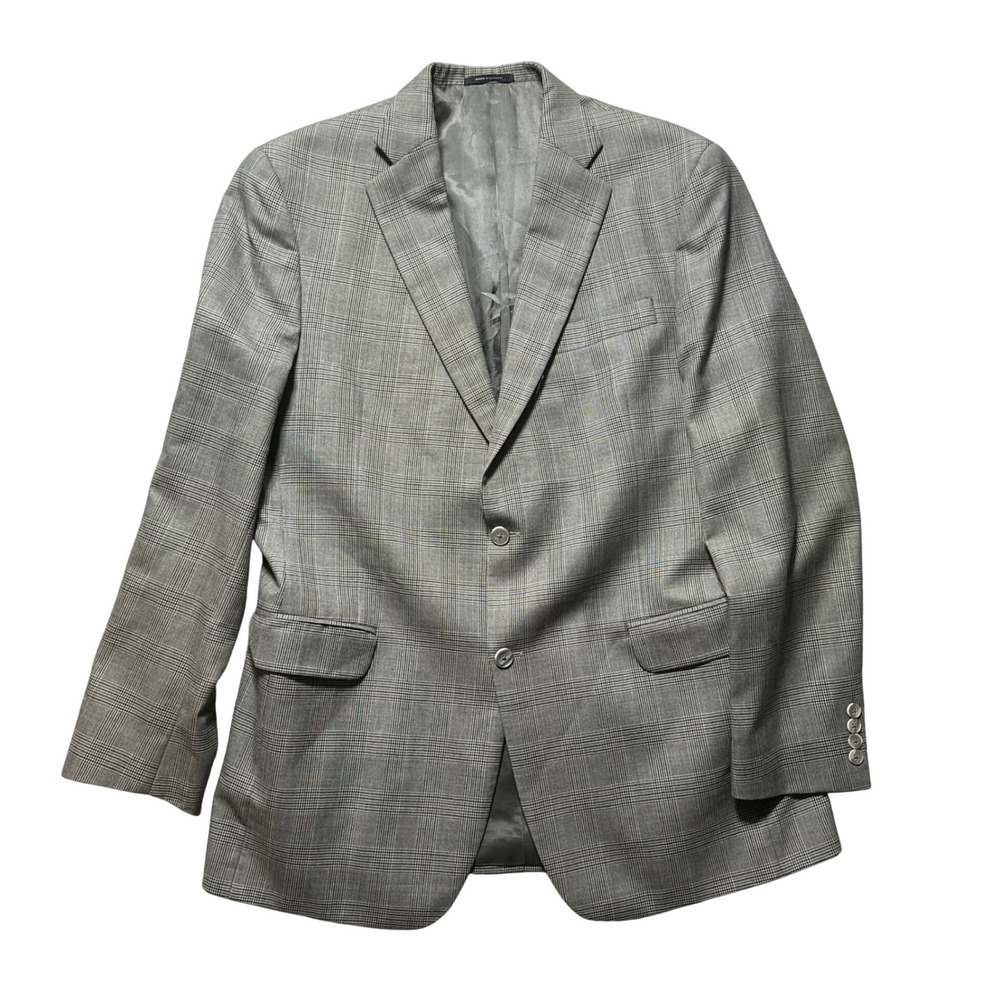 Hickey Freeman Mens 42T Glen Plaid Wool Blazer Suit Jacket Sport Coat